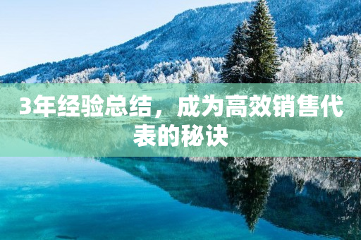 3年經驗總結，成為高效銷售代表的秘訣