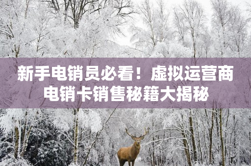 新手電銷員必看！虛擬運營商電銷卡銷售秘籍大揭秘