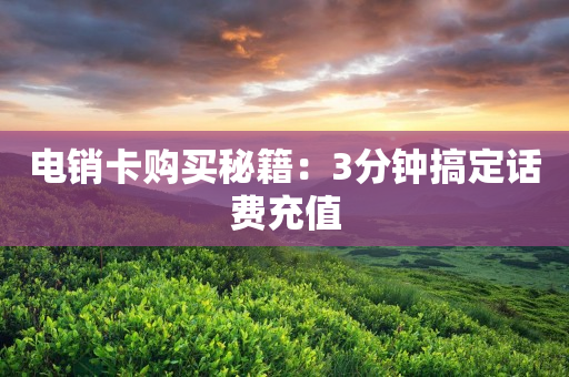 電銷卡購買秘籍：3分鐘搞定話費充值
