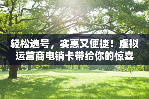 輕松選號，實惠又便捷！虛擬運營商電銷卡帶給你的驚喜